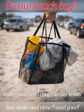 Mesh Beach Tote Lightweight Summer Bag ! Just Shake And Rinse!! Done ! No Mess